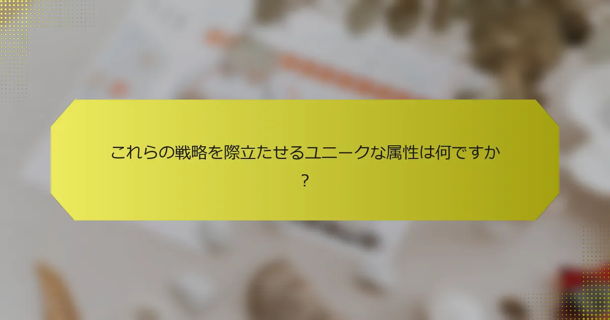 これらの戦略を際立たせるユニークな属性は何ですか？