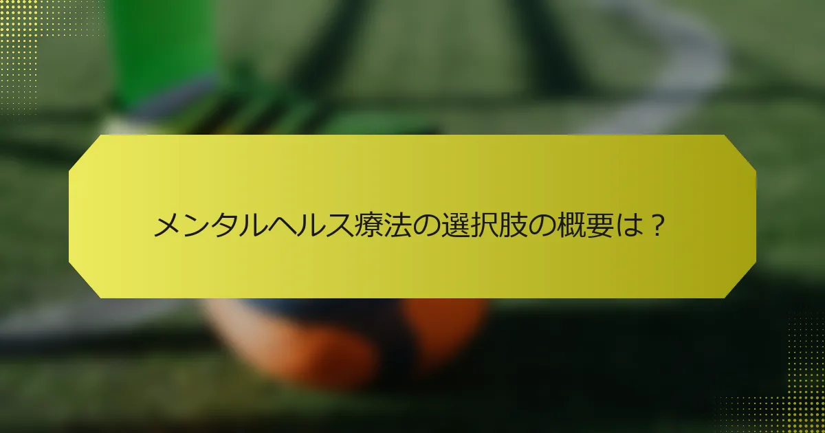 メンタルヘルス療法の選択肢の概要は？