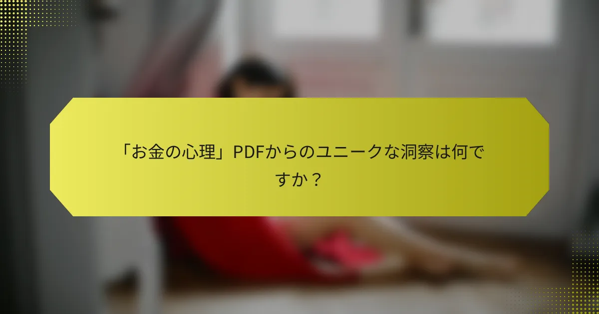「お金の心理」PDFからのユニークな洞察は何ですか？