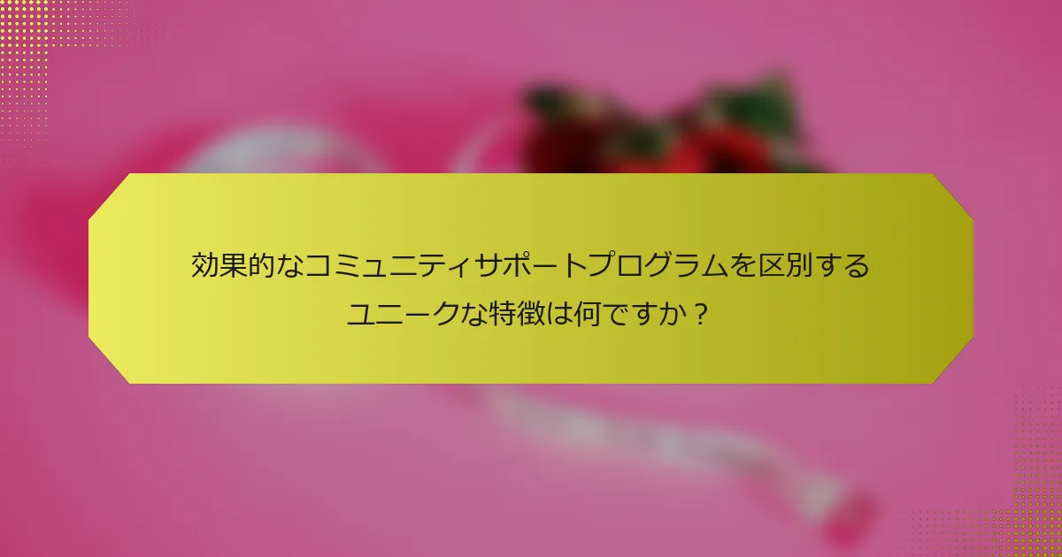 効果的なコミュニティサポートプログラムを区別するユニークな特徴は何ですか？