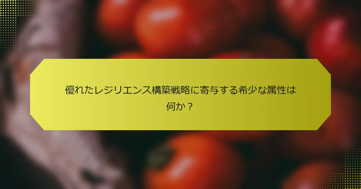 優れたレジリエンス構築戦略に寄与する希少な属性は何か？