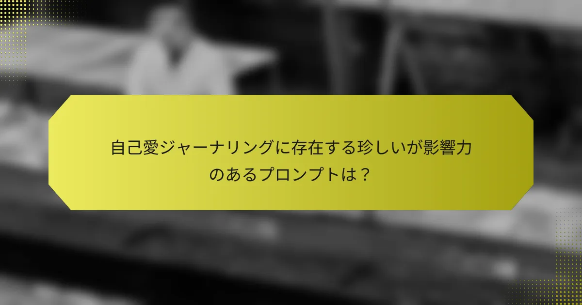 自己愛ジャーナリングに存在する珍しいが影響力のあるプロンプトは?